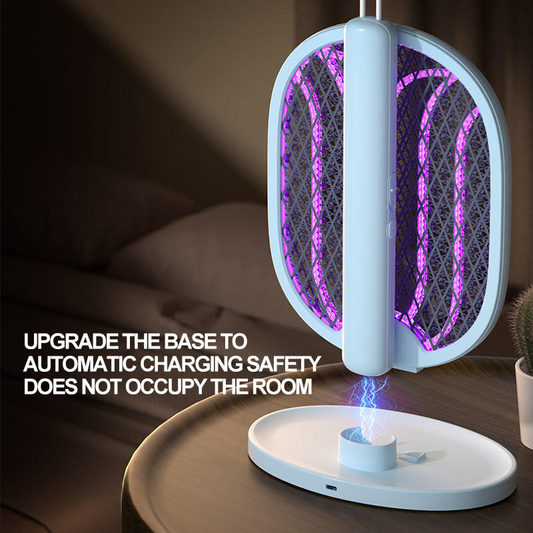 2-in-1 Electric Mosquito Swatter & Mosquito Lamp – Rechargeable Foldable Bug Zapper with Automatic Insect Trap for Home Use