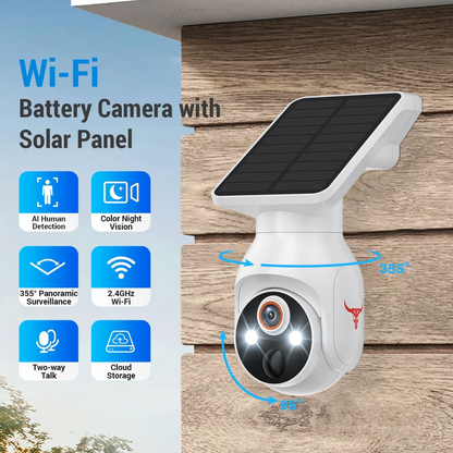 8MP Ultra HD Outdoor 360° Dome Security Camera – Solar-Powered IP CCTV System with PTZ, Panoramic View & 8000mAh Battery