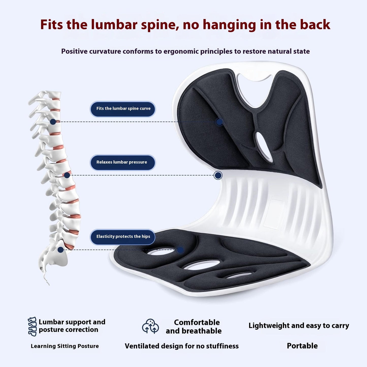 🔥50% OFF🔥Ergonomic Lumbar Support Cushion – Office Chair Back Pillow for Lower Back Pain Relief