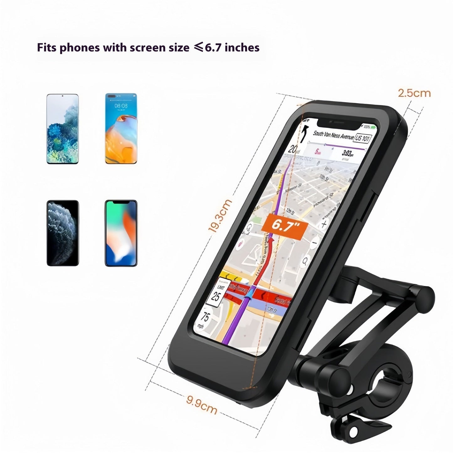 Waterproof Motorcycle Phone Holder – Electric Bike & Scooter Mount for Delivery Riders, Outdoor Navigation & Rain Protection