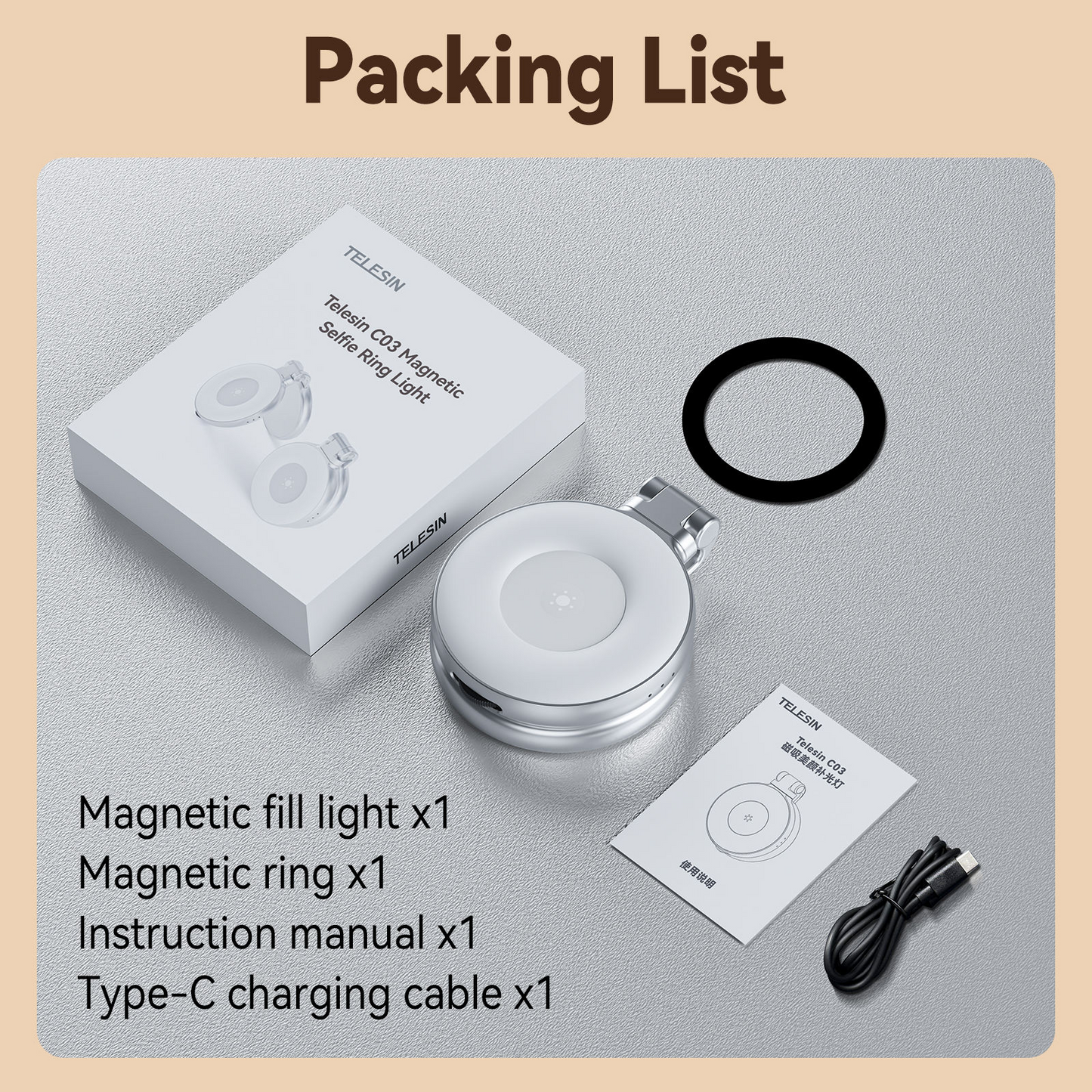 Portable 360° Adjustable LED Ring Light with Makeup Mirror – Magnetic Beauty Selfie Light for Phones & Desktops