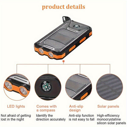30,000 mAh Waterproof Solar Power Bank with Camping Light – Outdoor Portable Charger
